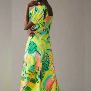 Farm Rio Fruit Blush Tropical Printed Puff-Sleeve Dress